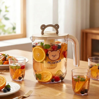 2200ml Large Capacity Plastic Water Jug Water Carafe Cold Drink Container Juice Jar Pitcher with Lid and Tea Filter