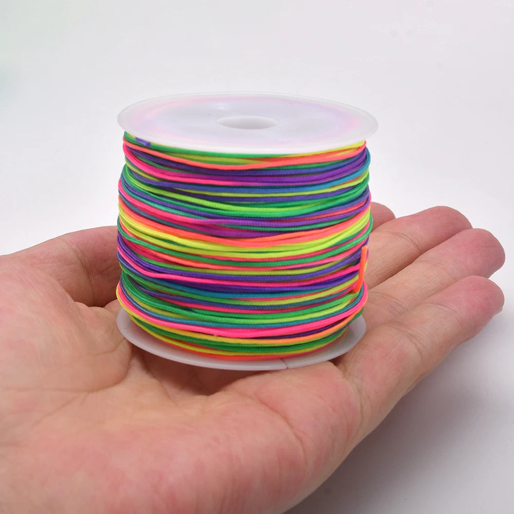50Yards 0.8mm Nylonowy Sznurek Rzemieślniczy Do Produkcji Biżuterii Koraliki Pleciony Nylonowy Satynowy Sznurek Do Bransoletek Ogon Szczura Ozdoba Chiński Węzeł