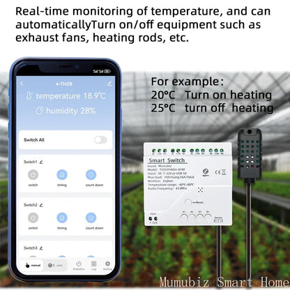 Tuya Zigbee 4 Gang Smart Switch with Temperature or Humidity Sensor Passive Dry Contact 32V 250V Switch Relay Alexa Compatible