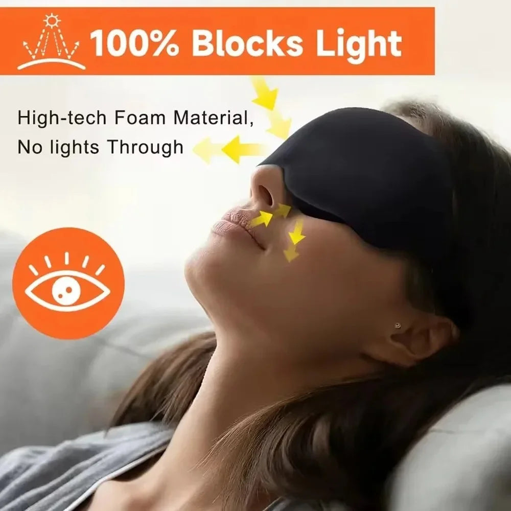 Adjustable 3D Contoured Sleep Mask Breathable Light Blocking Eye Shade Non Pressure Blindfold for Travel Night Sleeping Rest