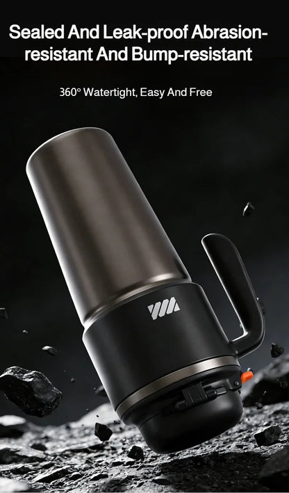 1L 304 Stainless Steel Vacuum Insulated Water Bottle One Touch Flip Lid Thermos Mug with Straw Handle for Car Travel Home Daily