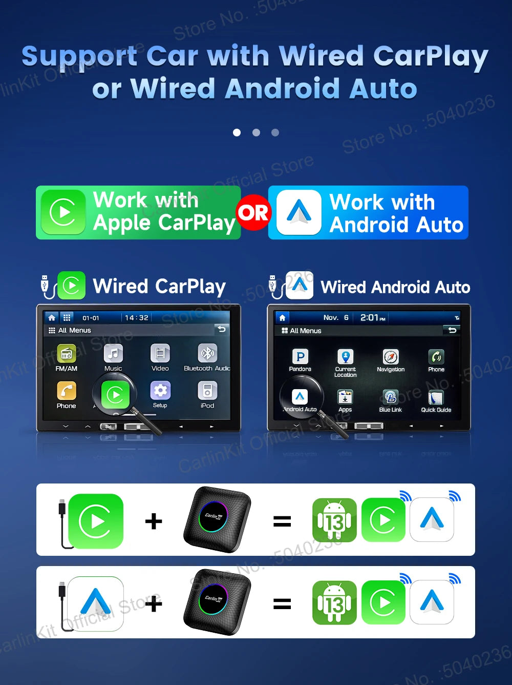 CarlinKit CarPlay Ai Box Android 13 SM6225 8 Cores 64GB 128GB Car Smart Streaming Box Wireless CarPlay Android Auto For Netflix