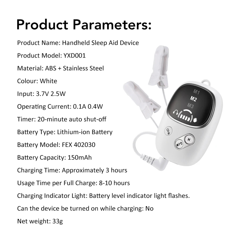 Handheld CES Sleep Aid Device for Insomnia Palm Pulse Massager Stress Relief Device Ear Clip Anxiety Pulse Pressure Relief