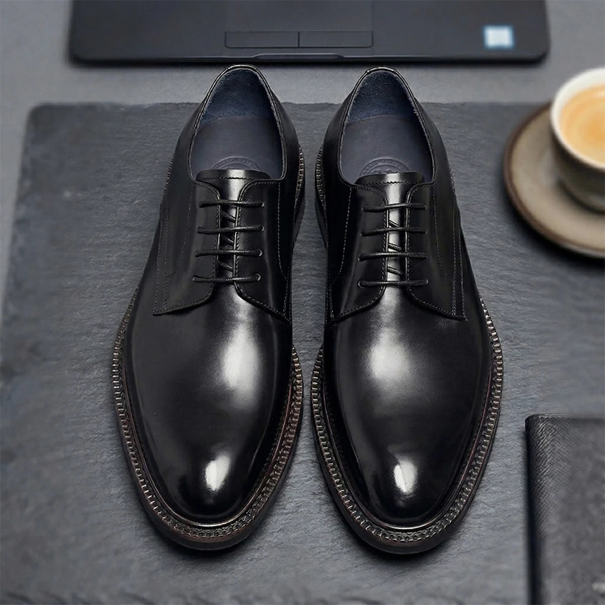 Men's Genuine Cowhide Leather Oxford Shoes Derby Dress Shoes for Business And Wedding