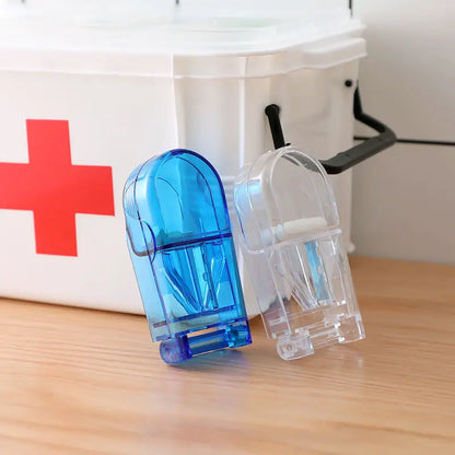 Medicine Box Pill Cutter Portable Drug Box Useful Grinder Splitter Medicine Pill Holder Tablet Cutter Splitter Divider Pill Box