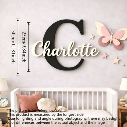 1pc Wooden Double-layer Letter Door Sign, Customized Name/letter,Personalized Children's Room Decoration,Baby Name Sign