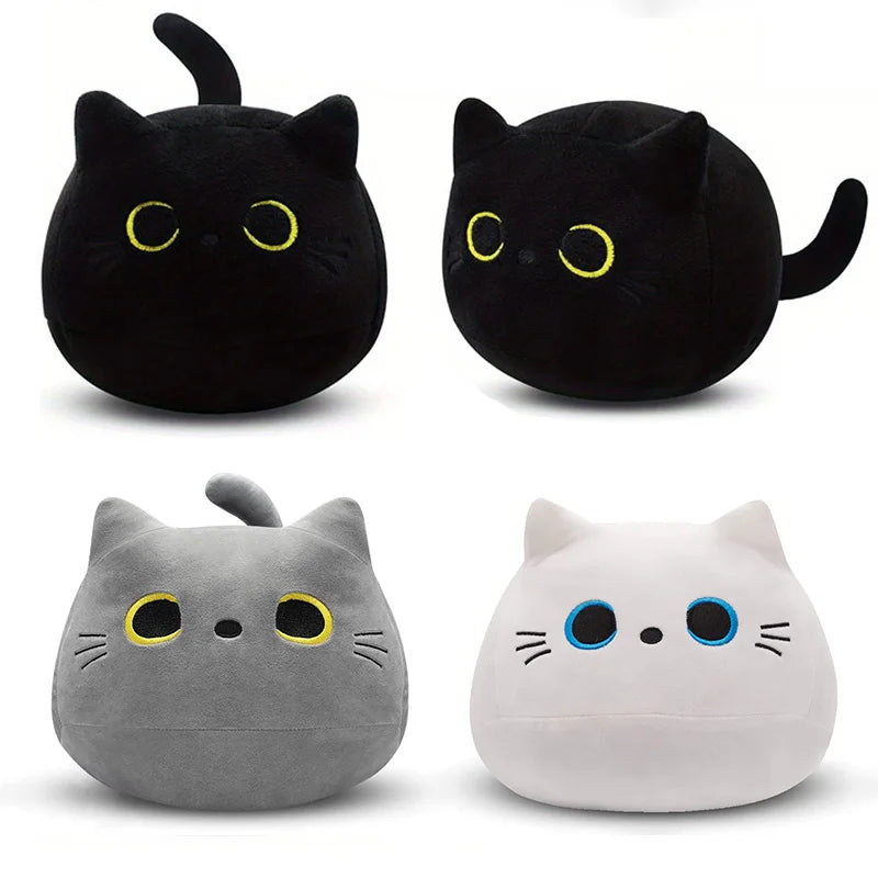 10/30CM Cute White Black Cat Plush Toys Soft Pillow Kawaii Kitten Cat Cartoon Stuffed Animals Cushion Decoration Pendant Gift