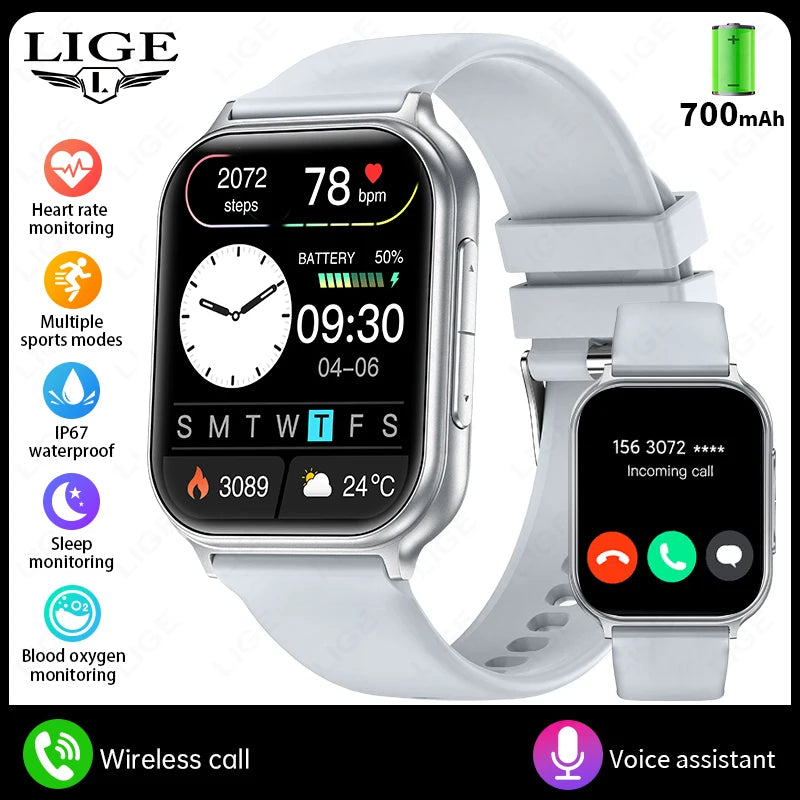1.83" Smart Watch Sleep Heart Rate Monitor BT Call Messages Notifications Sports Fitness Tracker Watch for Women Men Android iOS