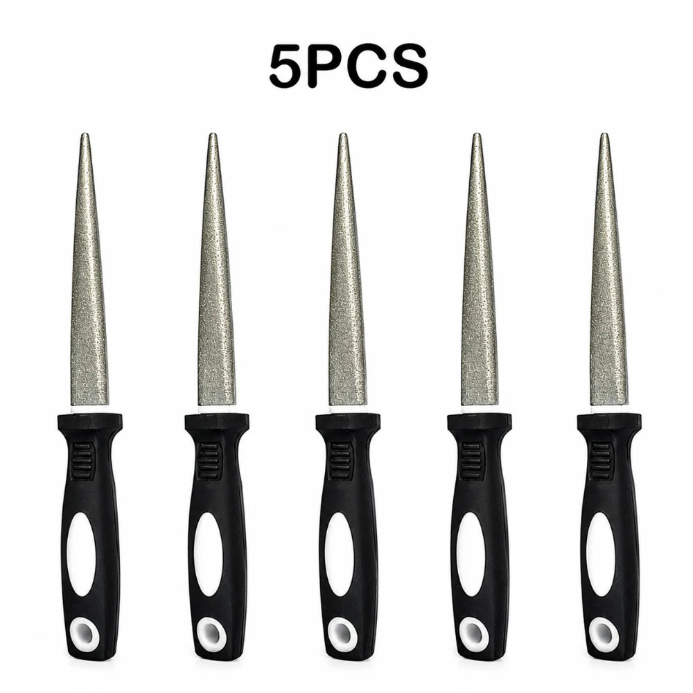 Ergonomic Handle Diamond Grinding Sharpener 1/3/5Pcs Wearproof Curved Flat Design Home Kitchen Blade Maintenance Tool