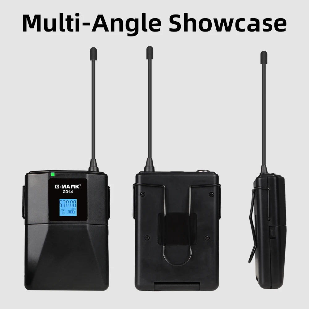 Wireless Lavalier Microphone G-MARK GD1.4 UHF Professional Headset Clip Mic Bodypack Frequency Adjustable 50M For Party Show