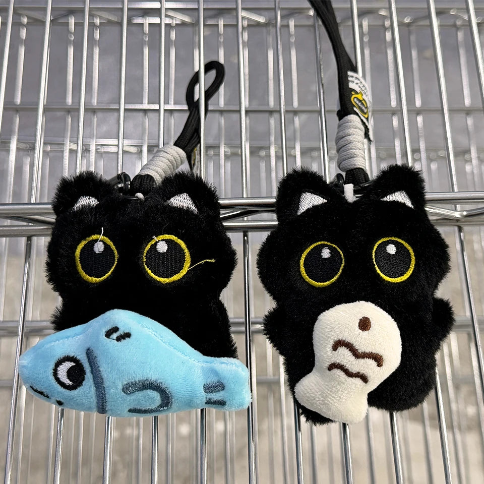 6/1 szt. Urocza pluszowa lalka czarny kot brelok do kluczy zawieszka do torebki Charms Kawaii akcesoria do breloczków dla kobiet par prezent