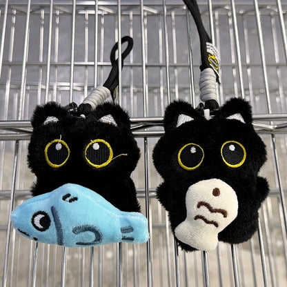 6/1 szt. Urocza pluszowa lalka czarny kot brelok do kluczy zawieszka do torebki Charms Kawaii akcesoria do breloczków dla kobiet par prezent