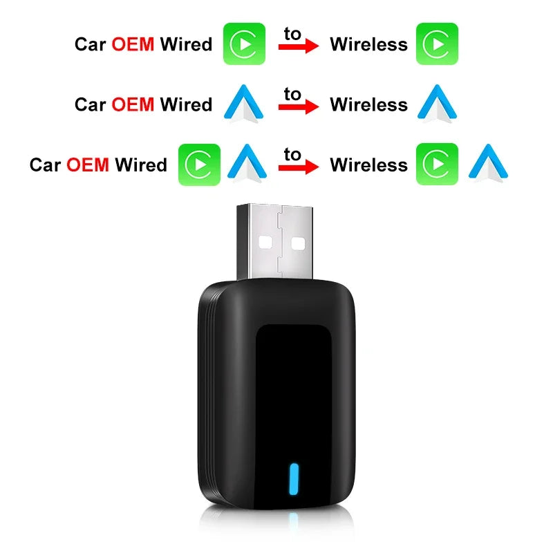 2 in 1 CarPlay Wireless Adapter Android Auto To USB car play Wireless Intelligent Systems Wireless Adapter Mini AI Box for Car