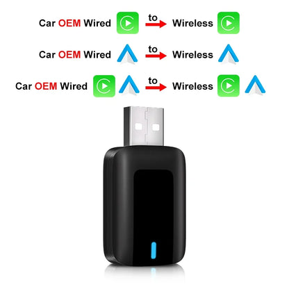 2 in 1 CarPlay Wireless Adapter Android Auto To USB car play Wireless Intelligent Systems Wireless Adapter Mini AI Box for Car