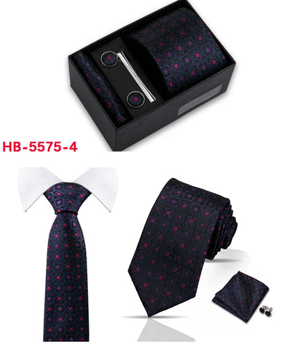 Classic Mens Tie Set Paisley Hanky Cufflinks In Gift Box Jacquard Woven Neckties Set For Men Formal Wedding Fashion Accessories