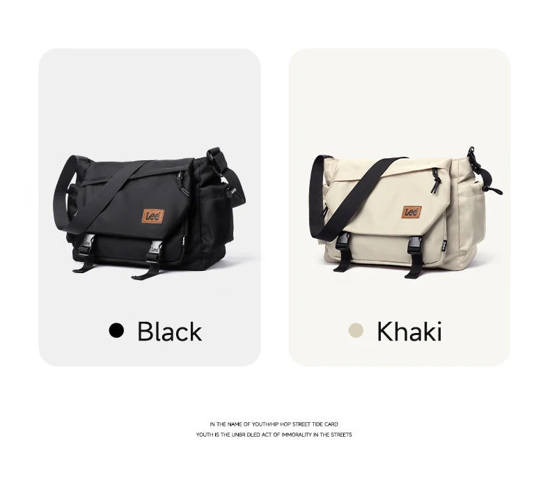 LEE Fashion Waterproof Large Crossbody Shoulder Bag Women Male Flip Laptop Messenger Bag Teenagers College Satchel School Bag