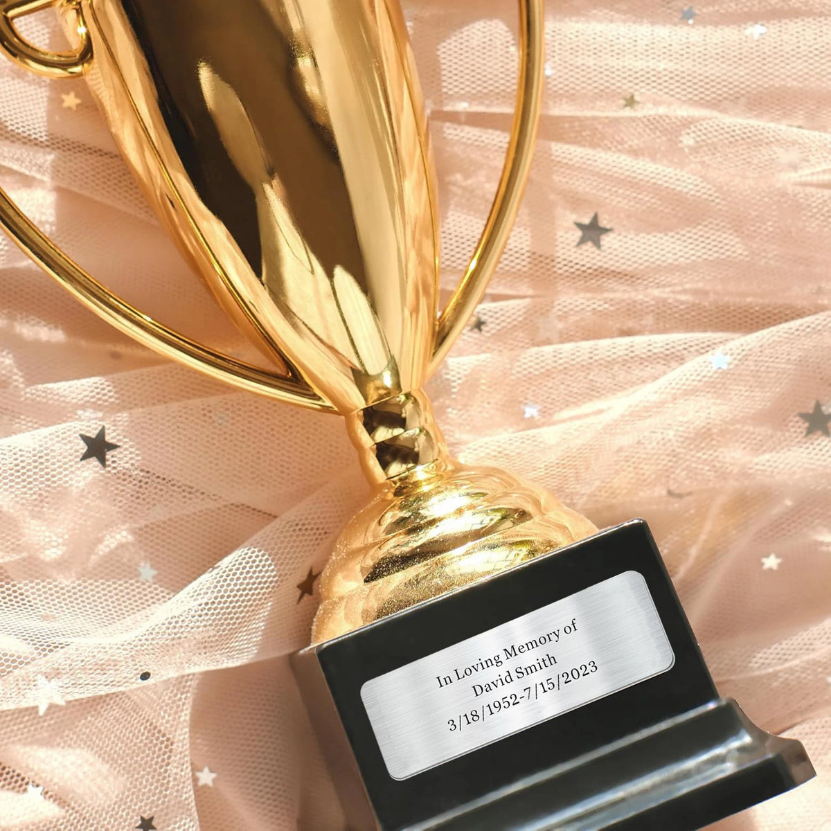 Personalized stainless steel Engraved Name Plate Memorial Plaque 3" W x 1" H | Custom Text Engraving, Memorial Keepsake Design