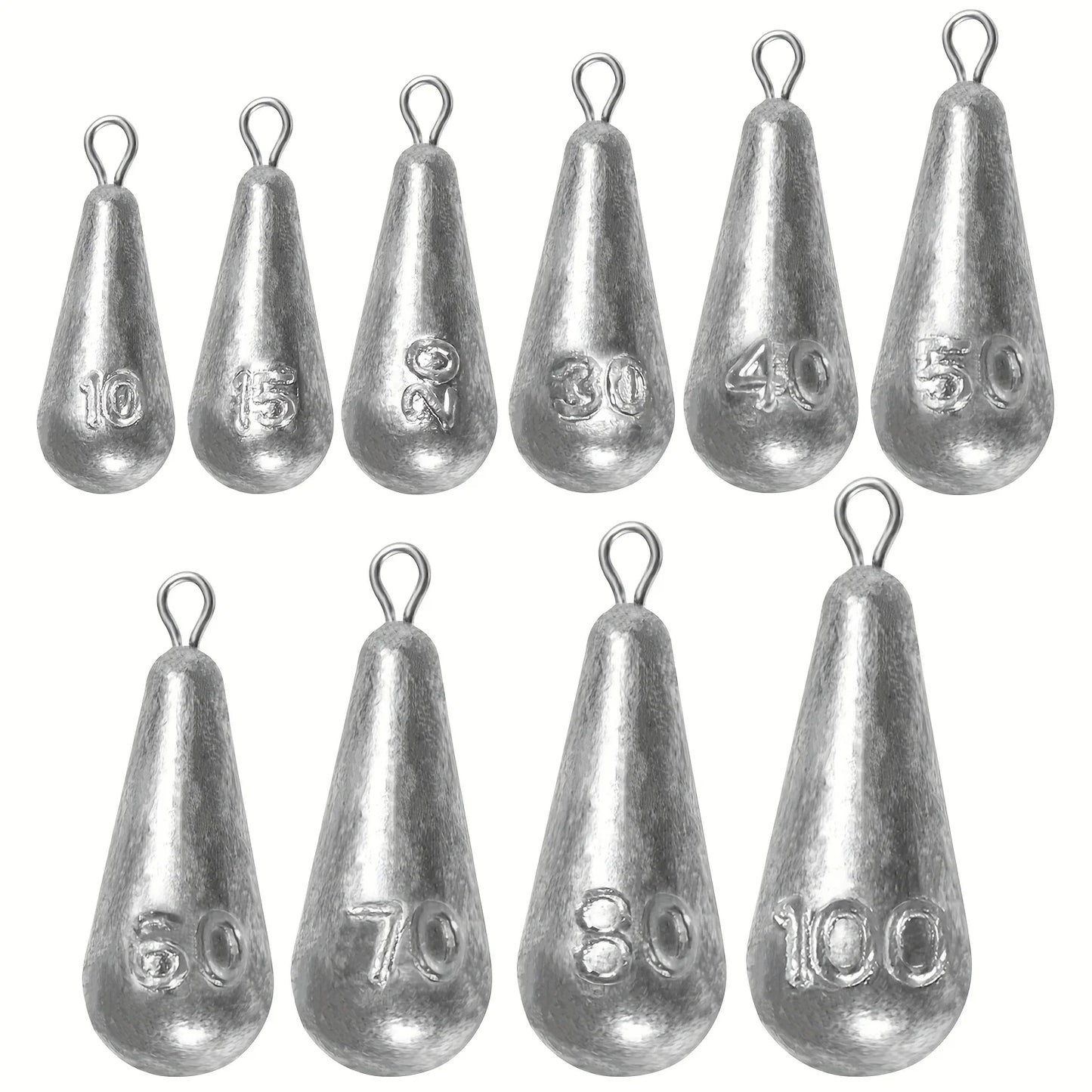 5pcs/20pcs 10g-100gFishing Weights Sinkers Teardrop-shaped hook-ring sinker for fishing Fishing tackle Casting Drop Shot Weights