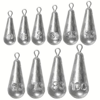 5pcs/20pcs 10g-100gFishing Weights Sinkers Teardrop-shaped hook-ring sinker for fishing Fishing tackle Casting Drop Shot Weights