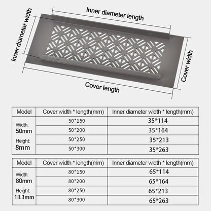 Aluminum Alloy Vents Cover Rectangle Louver Air Vent Decor 50/80mm Wide Breathable Mesh Hole Ornaments