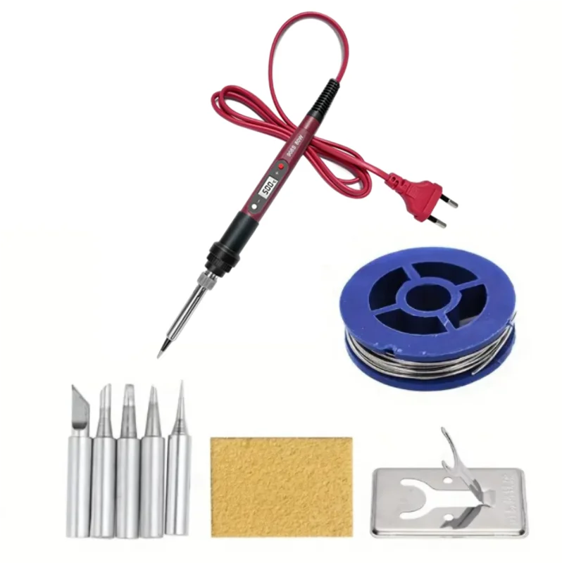 80W Soldering iron kit adjustable temperature LCD solder welding tools Ceramic heater soldering tips Tweezers soldering wire