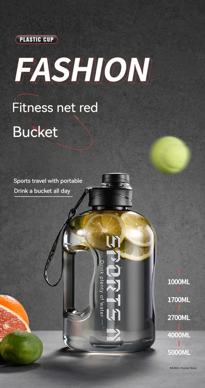 1.7L/2.7L/4L/5L Sports Water Bottle Gym Cycling Cup Portable Large Capacity Water Bottle For Fitness Camping Men Water Kellte