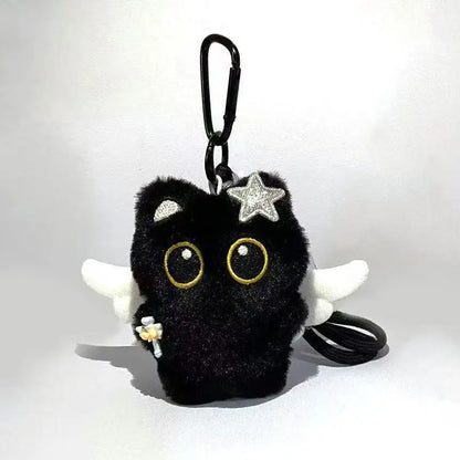 6/1 szt. Urocza pluszowa lalka czarny kot brelok do kluczy zawieszka do torebki Charms Kawaii akcesoria do breloczków dla kobiet par prezent