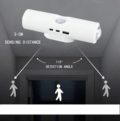 Double-head LED Night Light with Motion Sensor RGB Rechargeable Magnetic Wall Lamp Mood Ambient Light for Cabinet Hallway Stair