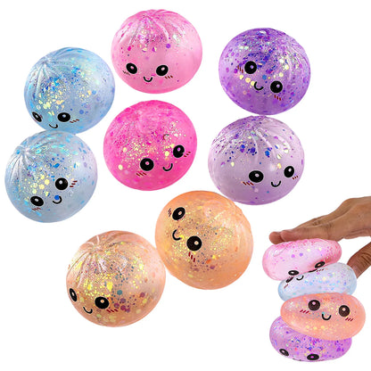 Hot Glitter Dumpling Squishy Maltose Series with Box Dumplings Sensory Squeeze Toy for Stress Relief Random Color
