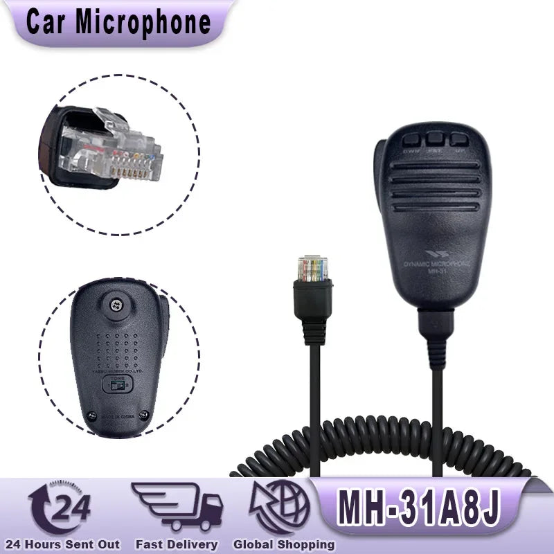 Car Portable Microphone MH-31A8J Microphone for FT-817ND FT-857D FT-897D FT-450D FT-900/AT FT-818 FT-891 Walkie Talkie MH-31