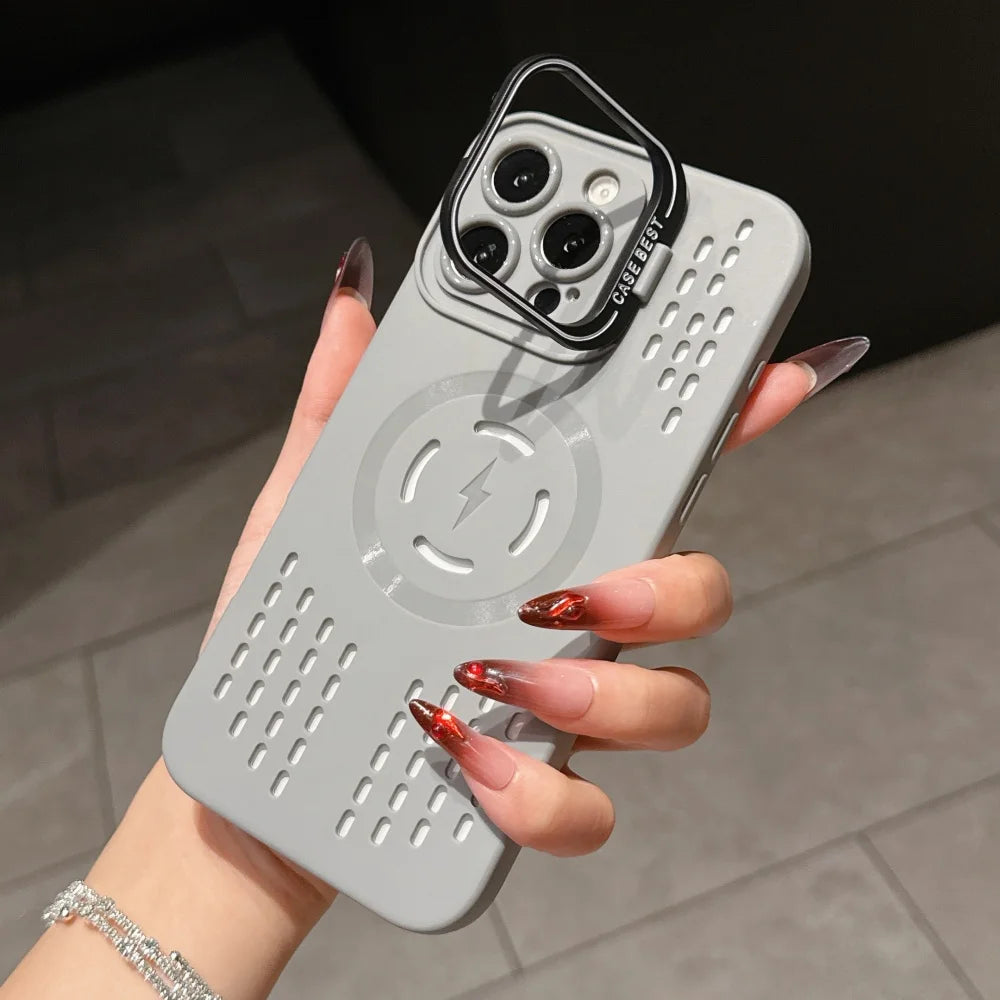 For Luxury Silicone Bumper Magsafe Magnetic Holder Phone Case For iPhone 11 12 13 14 15 Plus 17air Protector On 16 Pro Max Cover