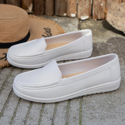 2025 Spring Wedge Heel White Nurse Shoes Fashion Women Soft Sole Casual Comfortable Non-slip Flat