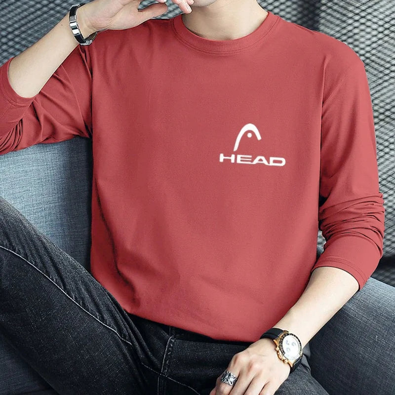 Men's Spring Long-Sleeved T-Shirt round Neck Printed Large Size Trendy Quality Top Casual Fashion Men's Clothing