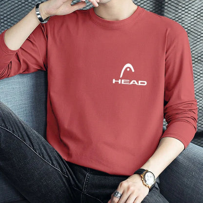 Men's Spring Long-Sleeved T-Shirt round Neck Printed Large Size Trendy Quality Top Casual Fashion Men's Clothing