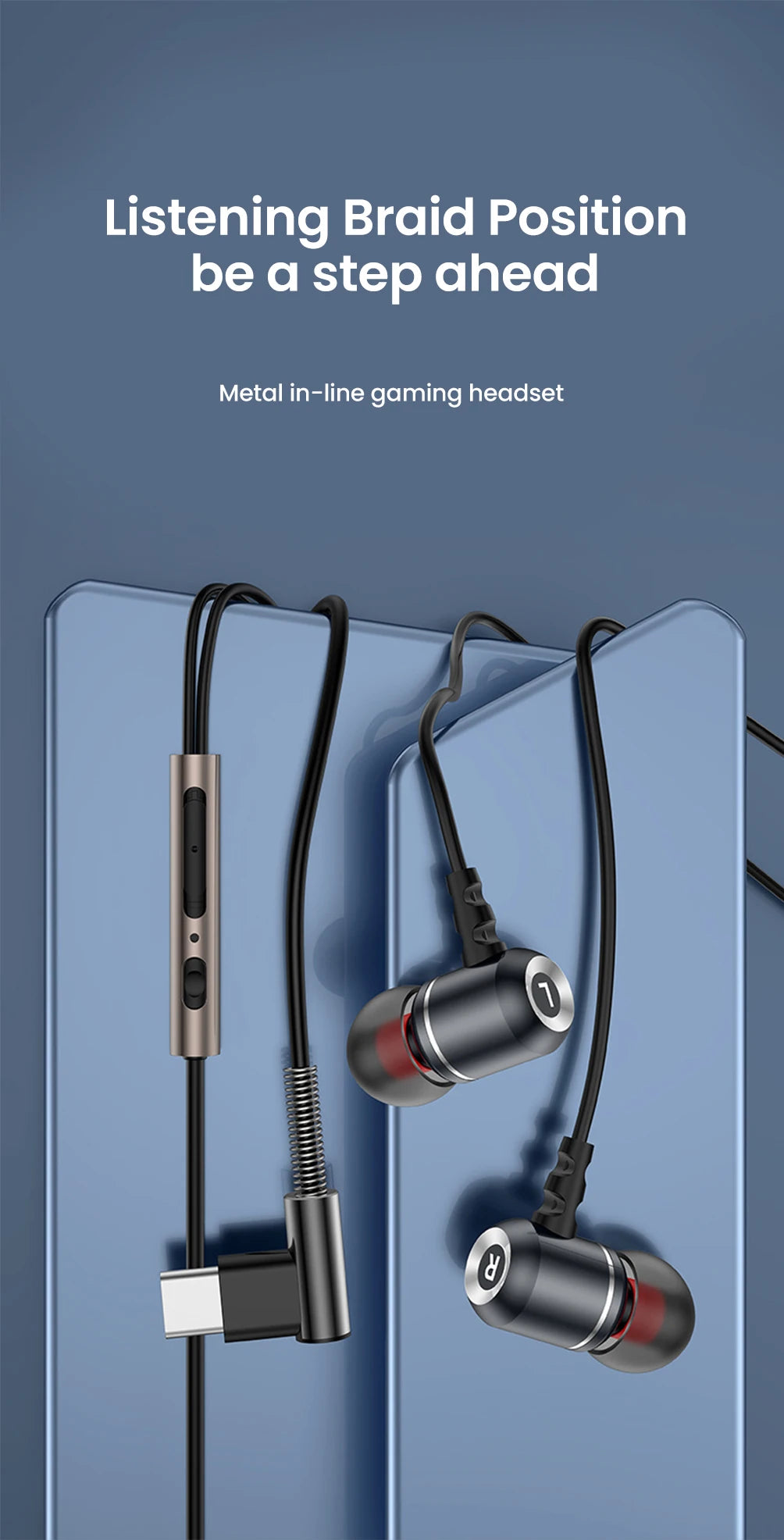 OLAF DAC Type C Earphones Wired Headset USB C Gamer Headphones Cable Handsfree Type-C Earbuds For iPhone16 15 Samsung S23 Xiaomi