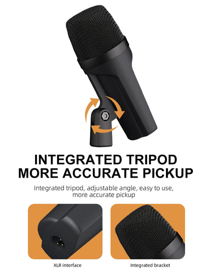 Instrument Microphone E608 7-Piece Wired Drum Mic Kit Dynamic Kick Bass Tom/Snare Cymbals Use For Drums Vocal Band DJ Stage Inst