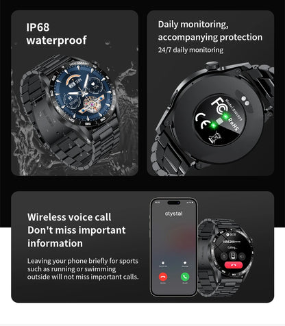 LIGE Full Touch Smartwatch Outdoor Military Smart Watch 1.38" HD Screen Bluetooth Call IP68 Waterproof Sport Fitness Watches Men