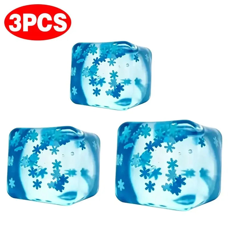 Summer Refreshing Water Cube Squeezable Stress Relief Toy Washable TPR Transparent Stress Relief Squeezable Soft Squishy Block