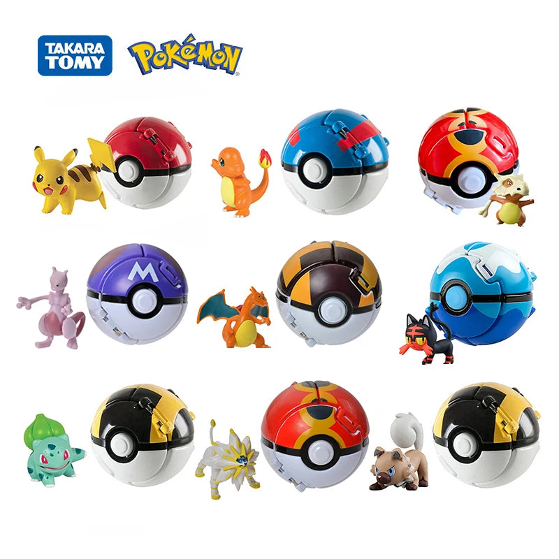 New Pokemon Pokeball Anime Action Figurse Pikachu Squirtle Pocket Monster Variant Pokémon Game Elf Ball Model Toys Gift