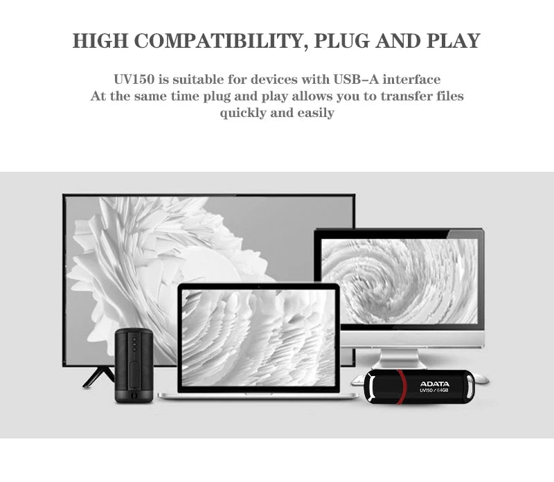 Original ADATA USB 3.2 Flash Drive UV150 32GB 64GB Pendrive Red Black Memory Stick High Quality U Disk for PC Smart TV
