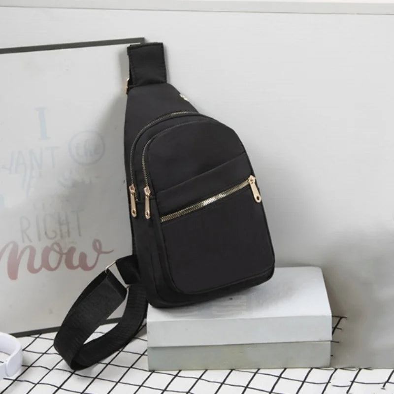 Women's Crossbody Bag New Korean Simple Women's Chest Bag Large Capacity Women's Outdoor Casual Embroidery Quilt Single Shoulder