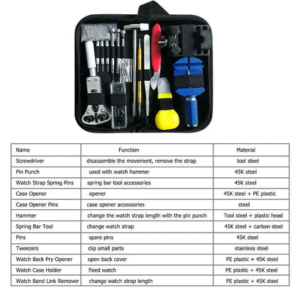 147-Piece Watch Opener Repair Tool Kit Clock Maintenance Hardware Set for Watch Repair Open Back Strap Removal