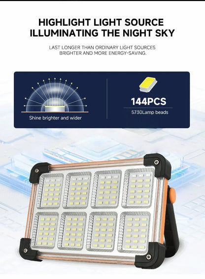 Solar outdoor lamp household waterproof glare large-capacity portable lamp high-power rechargeable magnetic emergency lamp