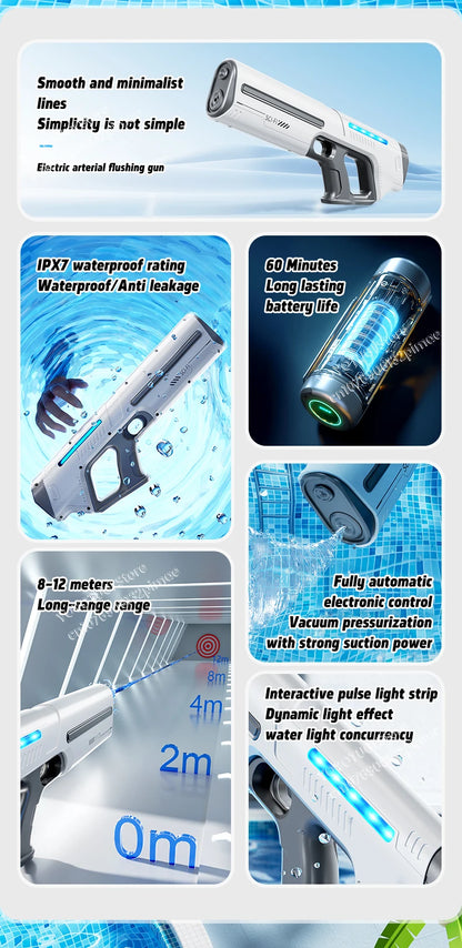 Children's Fully Automatic Water Storage Gun Large Capacity Electric Water Absorbing Toy Gun Summer Outdoor Water Toy Gift