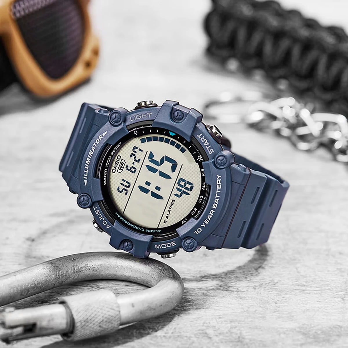 Casio AE1500WHX Series | 10-Year Battery | LED Backlight | 5-Alarms | 1/100 Sec Stopwatch | Men's Digital Watch