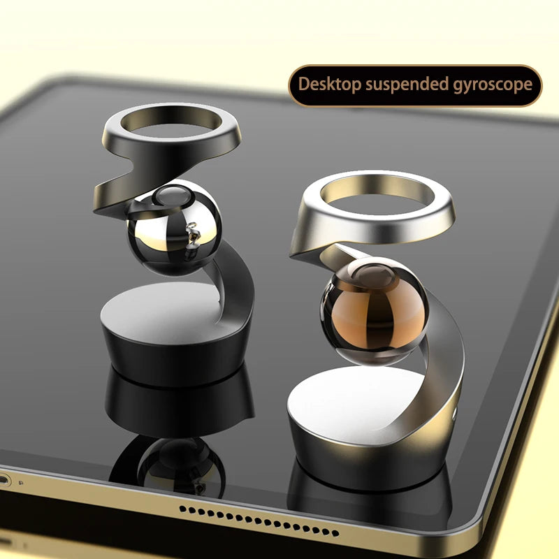 Desktop Rotating Gyroscope Finger Fidget Spinner Toy All Aluminum Alloy Spinning Gyro Silver Metallic Accents For Adults Gift
