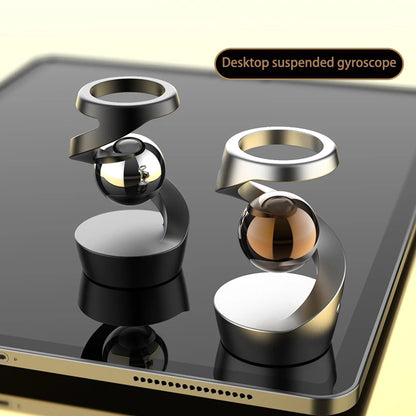 Desktop Rotating Gyroscope Finger Fidget Spinner Toy All Aluminum Alloy Spinning Gyro Silver Metallic Accents For Adults Gift