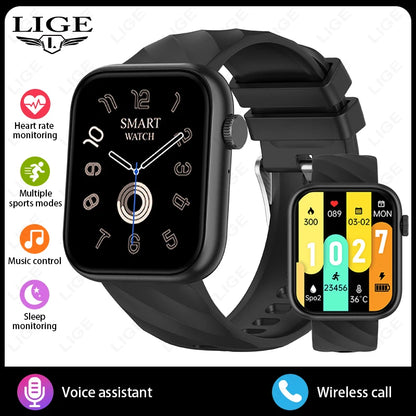 Smartwatch 1,83 cala dla mężczyzn i kobiet, dotykowy ekran, sportowy zegarek fitness, połączenia Bluetooth, cyfrowy smartwatch, wodoodporność IP68