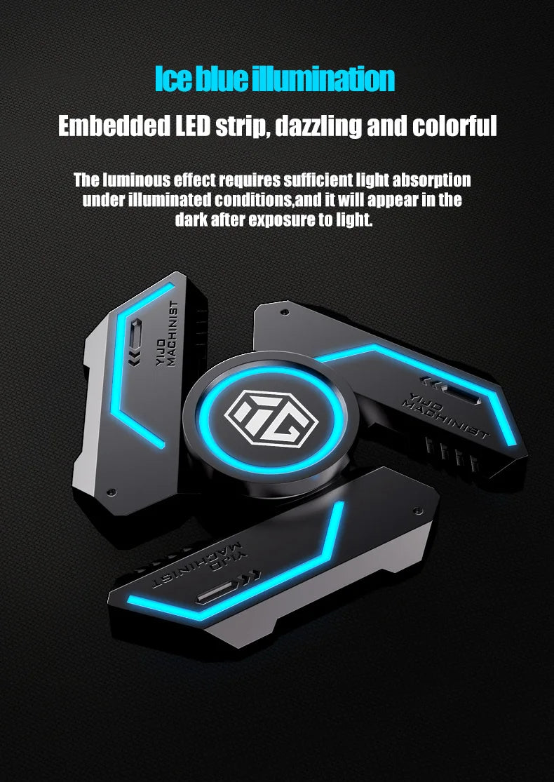 Fidget Spinner Alloy Luminous Light EDC Hand Gyroscope Stress Toys R188 Silent Bearing for Adults Male Christmas Gift