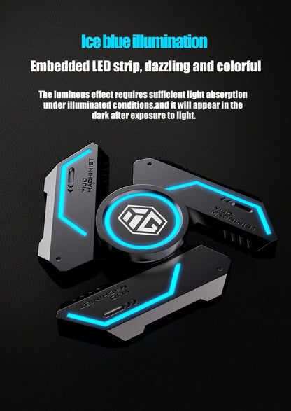 Fidget Spinner Alloy Luminous Light EDC Hand Gyroscope Stress Toys R188 Silent Bearing for Adults Male Christmas Gift
